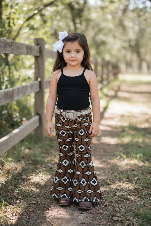 Brown Aztec Printed Bootcut Pants