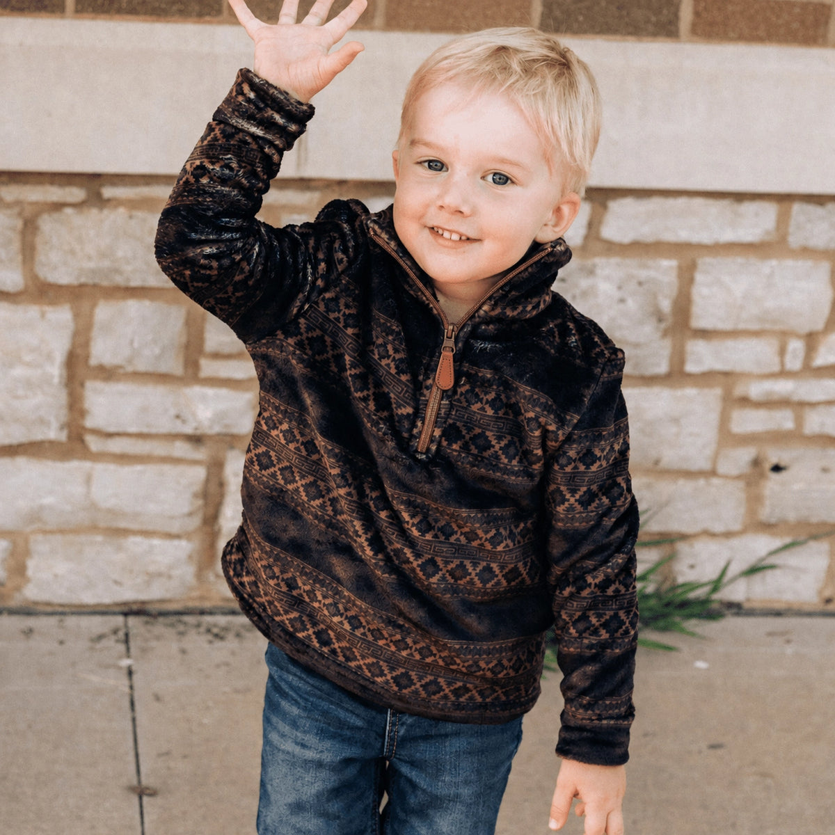 Kids' Brown Aztec Pull Over