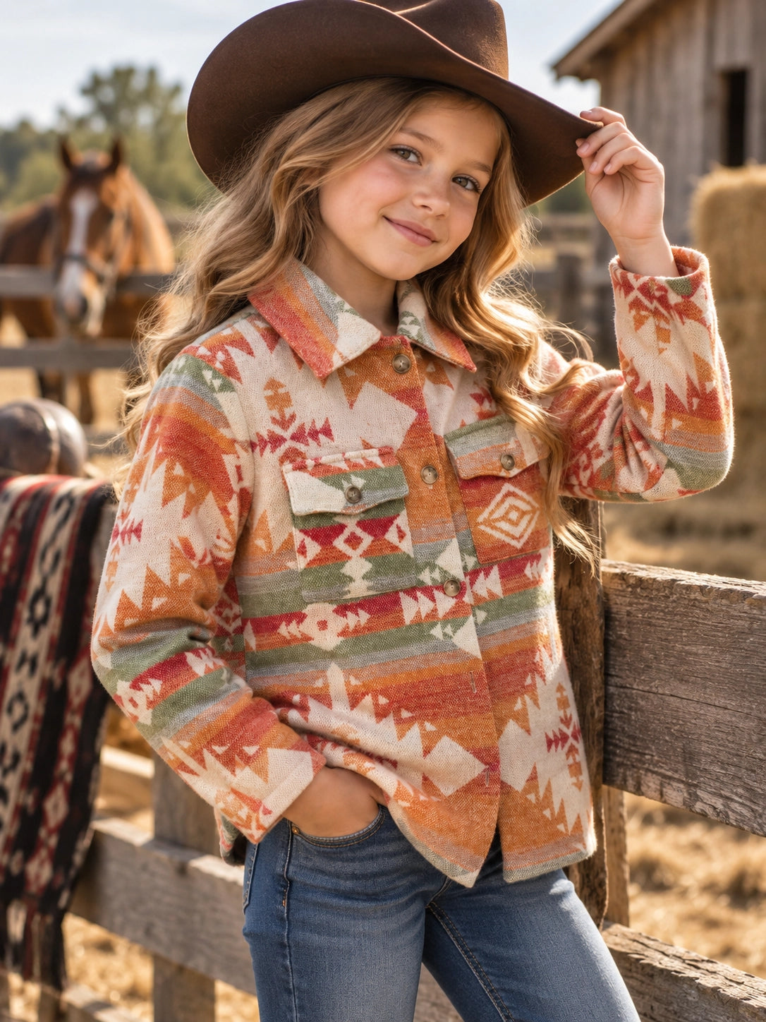 Girls Southwestern Shacket