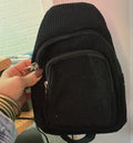 Black Corduroy Crossbody Bag