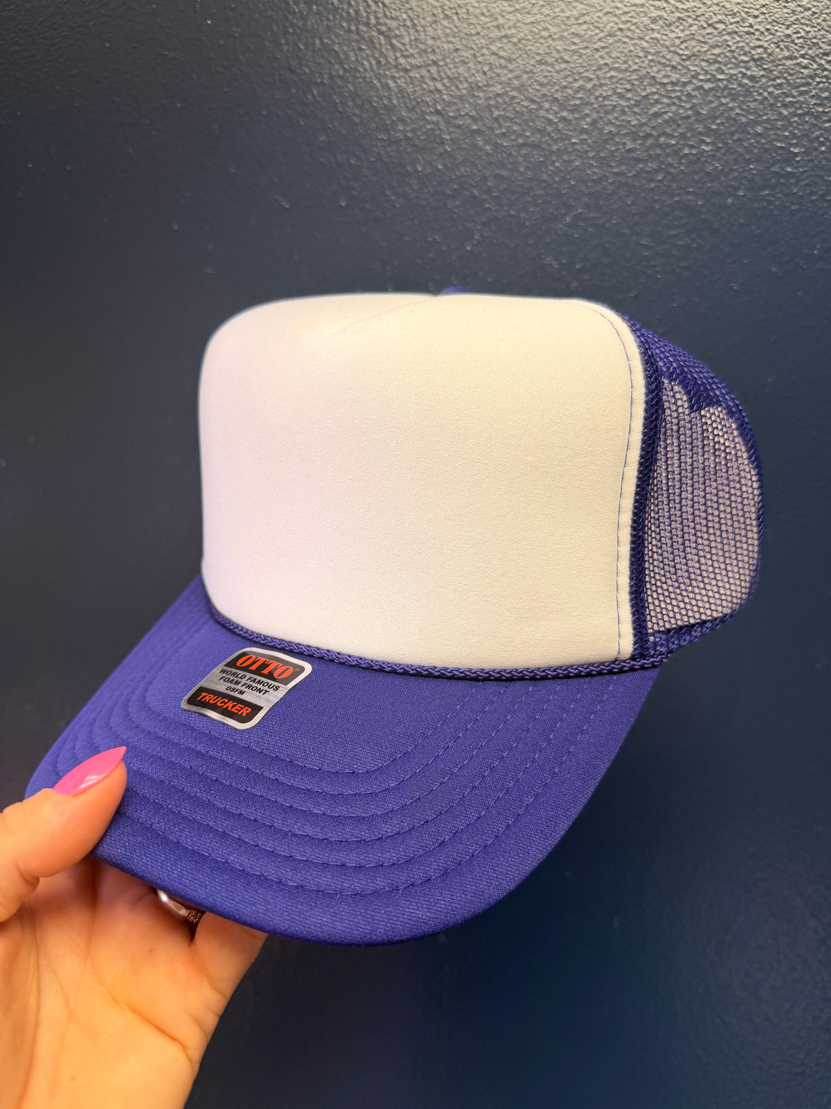 Blue and White Hat