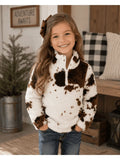 Cow Print Sherpa Pullover