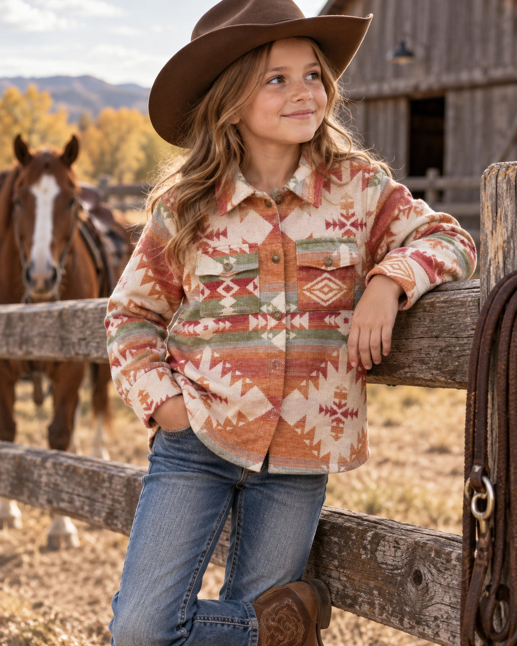 Girls Southwestern Shacket