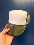 Green and White Camo Trucker Hat
