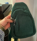 Green Corduroy Crossbody Bag
