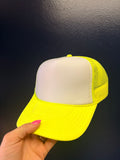 Neon Yellow and White Trucker Hat